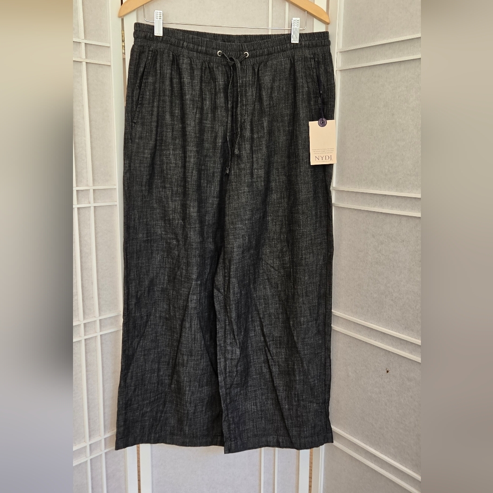 NYDJ Women's Black Wide Leg Pull on Pants